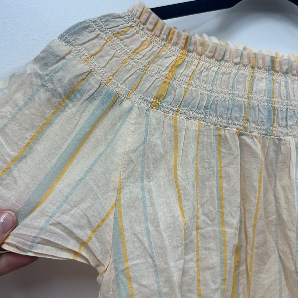 Madewell yellow Smocked Mockneck Top in Stripe
s - Picture 6 of 9